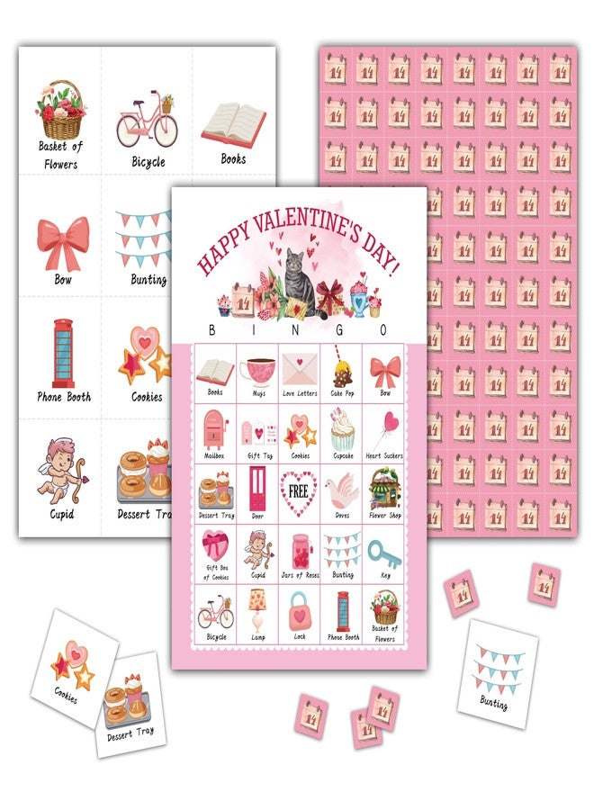 KFNER Happy Valentine's Day Bingo Games - Valentines Bingo Card - 24 Players Bingo Game Set for Adult Family Friends - School Classroom Indoor Outdoor Activities - Valentine Party Favors Supplies -C01 - Image 2