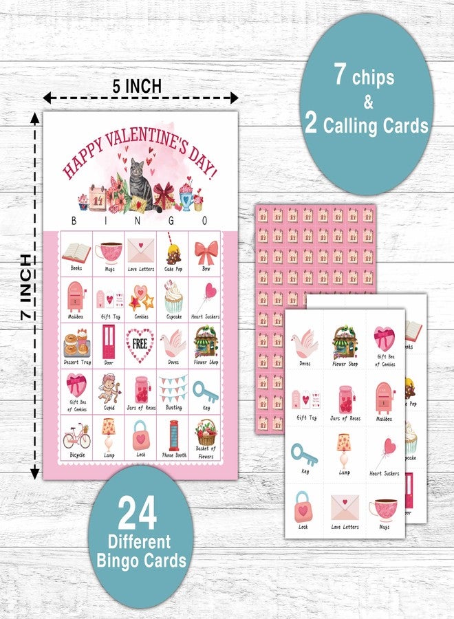 KFNER Happy Valentine's Day Bingo Games - Valentines Bingo Card - 24 Players Bingo Game Set for Adult Family Friends - School Classroom Indoor Outdoor Activities - Valentine Party Favors Supplies -C01 - Image 3