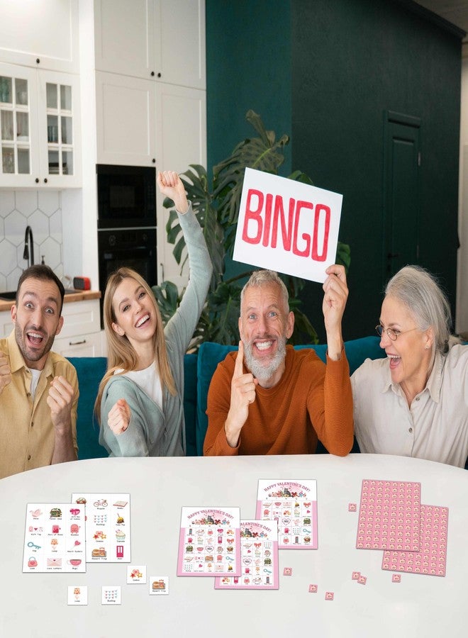KFNER Happy Valentine's Day Bingo Games - Valentines Bingo Card - 24 Players Bingo Game Set for Adult Family Friends - School Classroom Indoor Outdoor Activities - Valentine Party Favors Supplies -C01 - Image 5