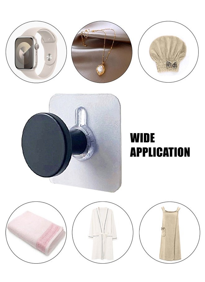 WooFree 4 Pack Alloy Matte Black Hooks with Transparent PVC Glue Bathroom Kitchen Heavy Duty Self Adhesive Hooks  - Image 2