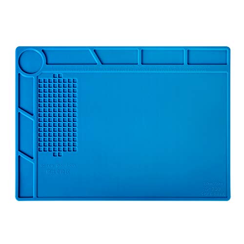 Kaisi S-130 Insulation Silicone Soldering Mat Repair Mat, Heat Resistant Silicone Work Mats 932°F with Scale Ruler and Screw Position for Soldering, CellPhone Electronics Repair, Size: 13.8 x 9.8 inch - Image 1