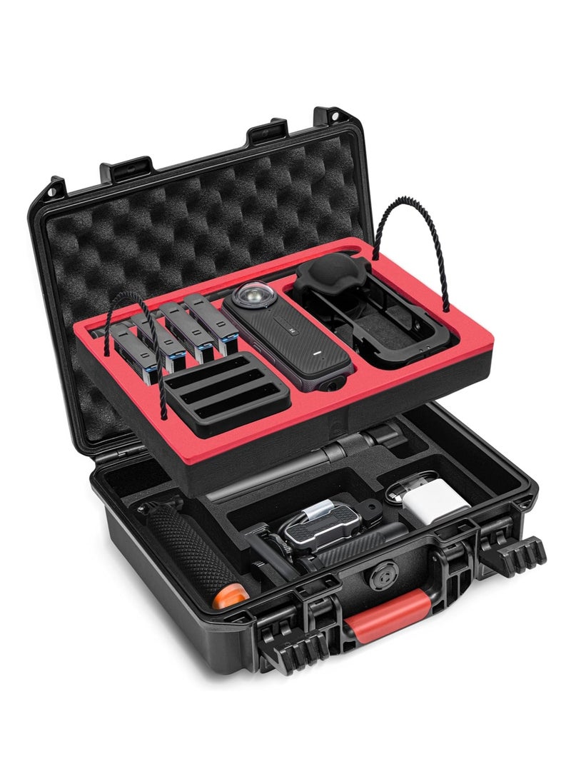 Barakah Waterproof Case for Insta360 X4, Portable All Weather Waterproof Protective Hard Case, Camera Case, Double Layers, Shockproof, Large Capacity Carrying Case for Insta360 X4 Camera and Accessorie, Black - Image 1
