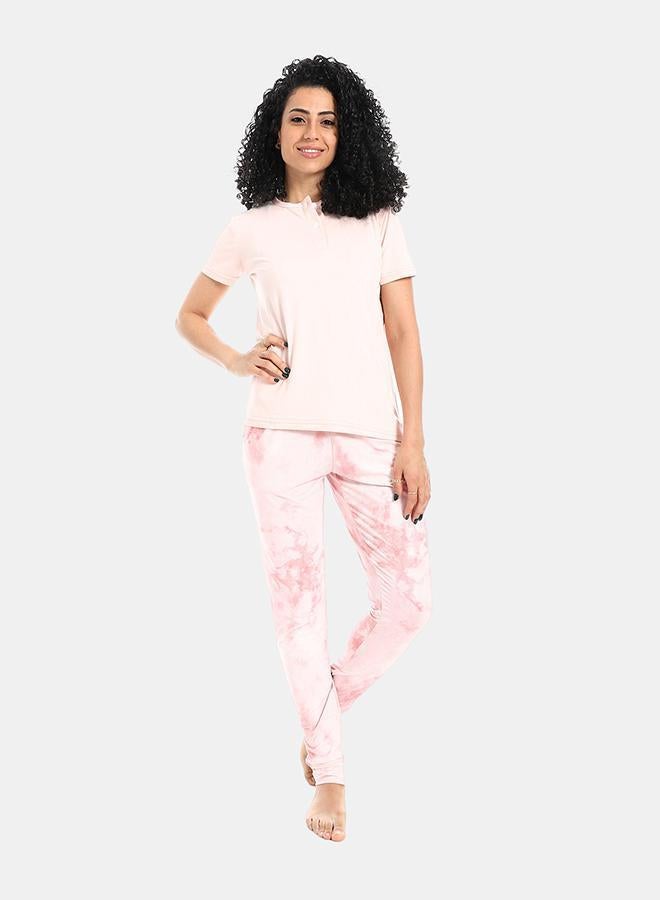 kady Self Pattern Short Sleeves Pajama Set - Image 1