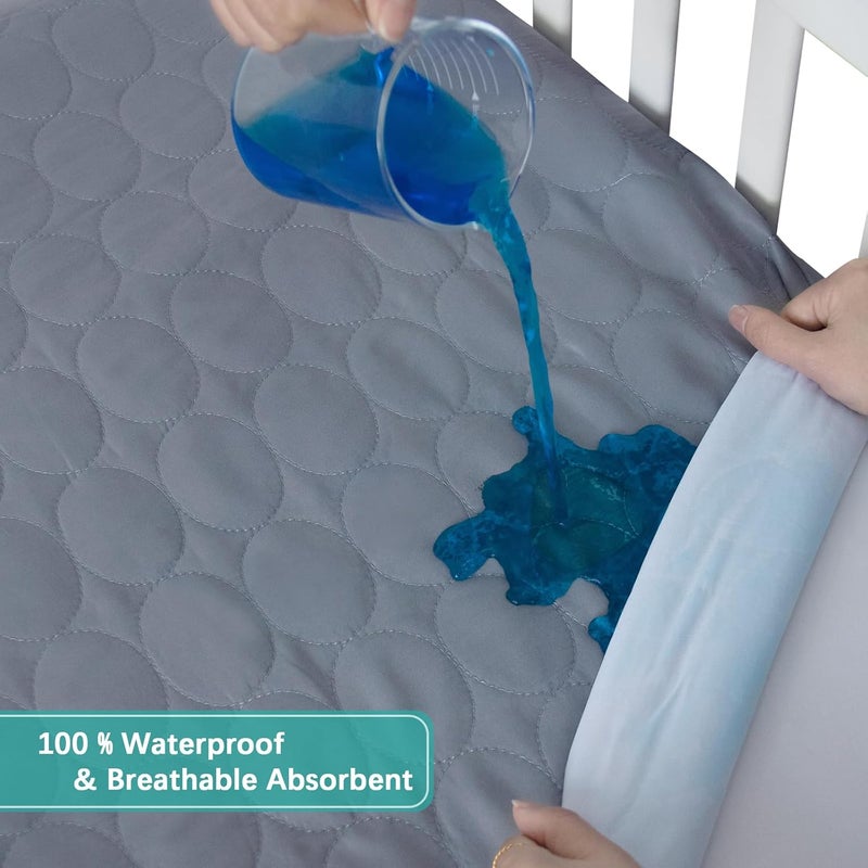 Biloban Crib Mattress Protector Pad Waterproof, Toddler Waterproof Crib Mattress Cover, Machine Washable & Dryer Fit Baby Toddler Bed Mattress Protector (Standard Size 52” x 28”), Grey - Image 4