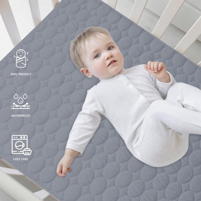 Biloban Crib Mattress Protector Pad Waterproof, Toddler Waterproof Crib Mattress Cover, Machine Washable & Dryer Fit Baby Toddler Bed Mattress Protector (Standard Size 52” x 28”), Grey - Image 3
