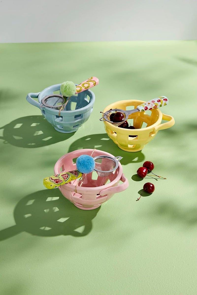 Mud Pie Colorful Berry Set bowl 3 12 x 5 12 dia  strainer 5 Blue - Image 3