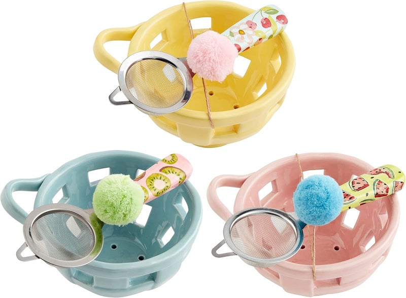 Mud Pie Colorful Berry Set bowl 3 12 x 5 12 dia  strainer 5 Blue - Image 2