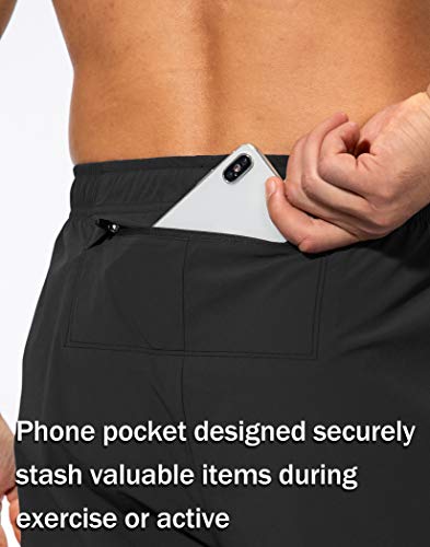 Pudolla Men's Workout Athletic Pants Elastic Waist Jogging Running Pants for Men with Zipper Pockets（Black XX-Large） - Image 4