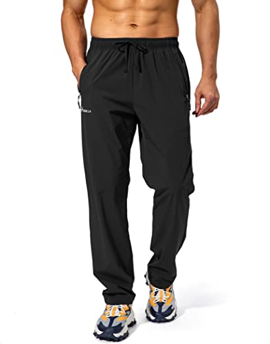 Pudolla Men's Workout Athletic Pants Elastic Waist Jogging Running Pants for Men with Zipper Pockets（Black XX-Large） - Image 2
