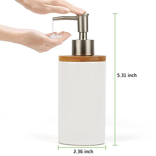 Whiidoom Ceramic Soap Dispenser Hand Soap Dispenser Refillable Liquid Great for Kitchen and Bathroom Decorative (White) - Image 2