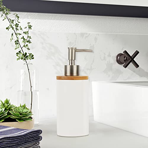 Whiidoom Ceramic Soap Dispenser Hand Soap Dispenser Refillable Liquid Great for Kitchen and Bathroom Decorative (White) - Image 3