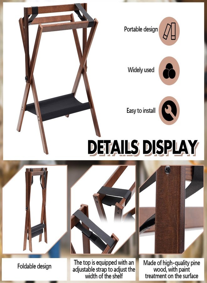 Leinuosen 1 Pack Pine Wood Saddle Rack Portable Folding Horse Saddle Stand 20" L x 17" W x 30" H Storage Pad Rack Blanket Display Holder for English Western Horse Gear Tack Organizers (Vintage Brown) - Image 3