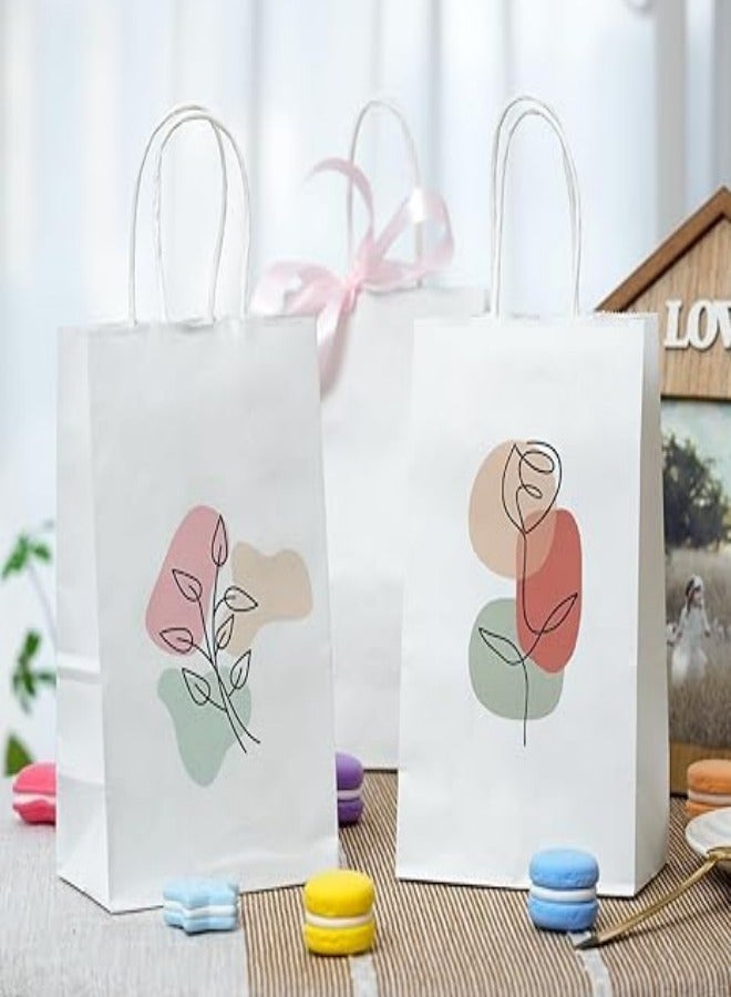 [24 Bags] Kraft Paper bags with handles, 13*7*14.5 cm White Gift bags for Birthday Party Favors, Weddings, Merchandise, Goodies, Baby Shower - Image 3