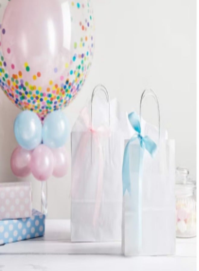 [24 Bags] Kraft Paper bags with handles, 13*7*14.5 cm White Gift bags for Birthday Party Favors, Weddings, Merchandise, Goodies, Baby Shower - Image 5