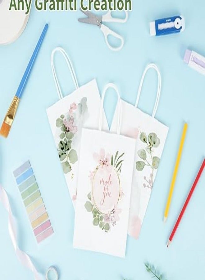 [24 Bags] Kraft Paper bags with handles, 13*7*14.5 cm White Gift bags for Birthday Party Favors, Weddings, Merchandise, Goodies, Baby Shower - Image 2