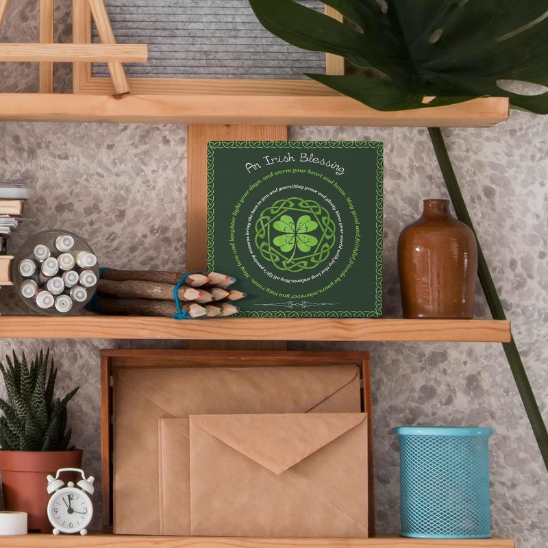 Nvotell Irish Blessing Sign  St Patrick's Day Wooden Box Sign  Irish Blessing Decor  St Patrick's Day Decorations  St Patrick's Day Wood Block Signs for Home Office Desk Table Shelf Decor  5x5 Inch - Image 2