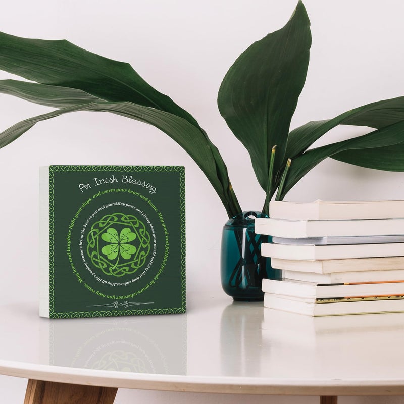 Nvotell Irish Blessing Sign  St Patrick's Day Wooden Box Sign  Irish Blessing Decor  St Patrick's Day Decorations  St Patrick's Day Wood Block Signs for Home Office Desk Table Shelf Decor  5x5 Inch - Image 3