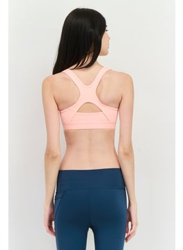 Adidas Women Brand Logo Lightly Padded Sports Bra, Peach  - Image 3