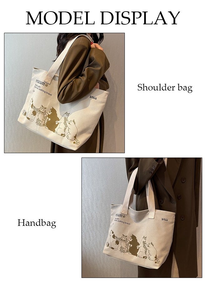 DUNISO - Women's Shoulder Tote Bag Canvas Handbag For Women Large Capacity Bucket Bag Fashionable Travel Messenger Shoulder Bag for Ladies Girls College Students - Image 1