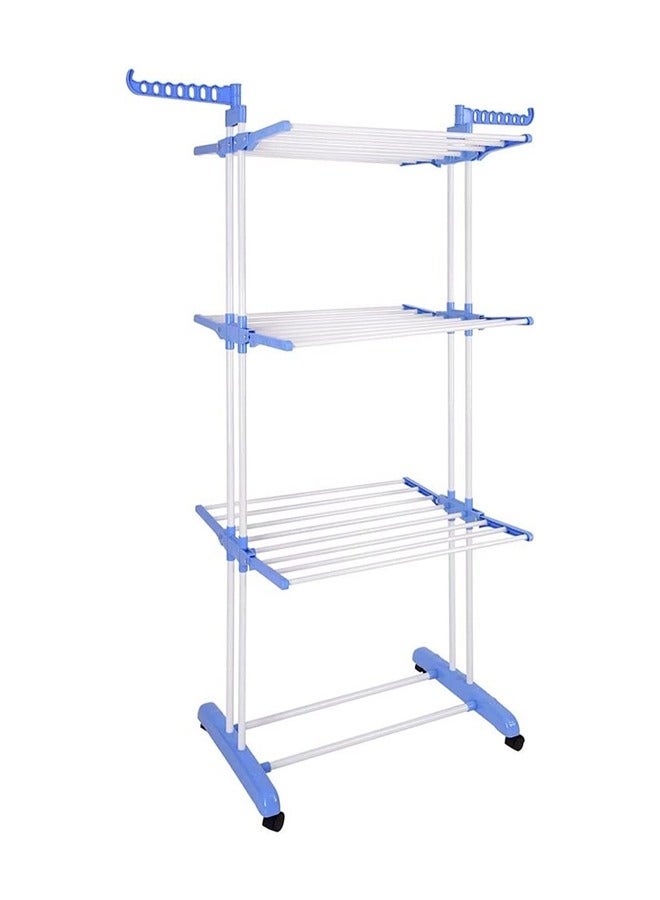 Taimi Foldable 4 Tier Clothes Drying Rack for Laundry Rolling white/blue - Image 4