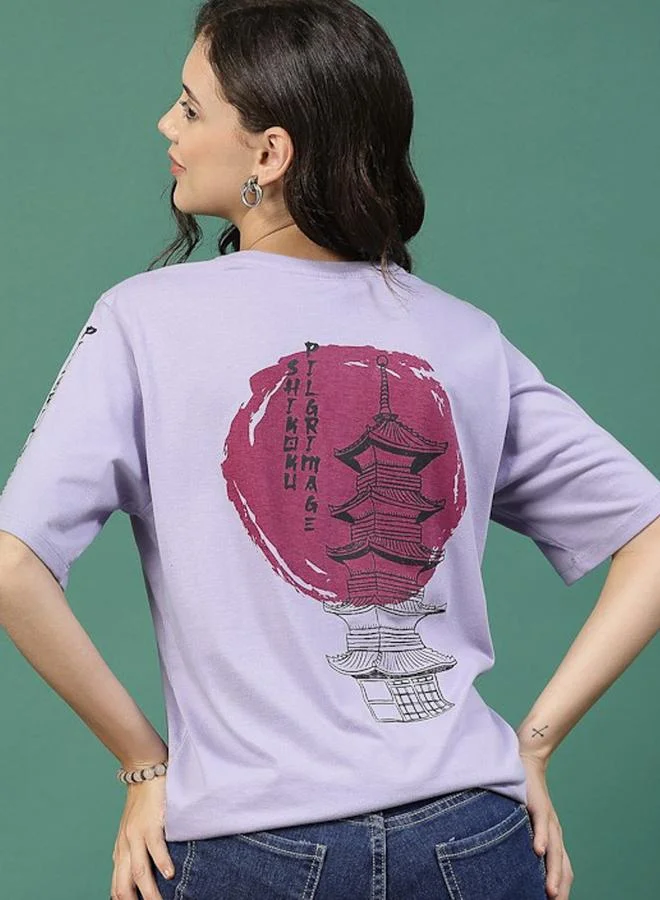 Take Two Women Light Purple Jersey Oversized T-Shirt By Rigo