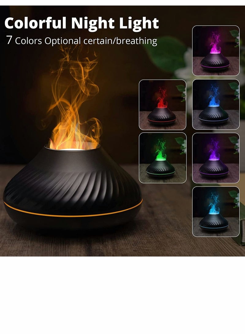 SYOSI Essential Oil Diffuser Colorful Air Aroma Diffuser Humidifier 130ml Oil Diffuser 7 Flame Color Noiseless Essential Oil Diffuser for Home Office Yoga with Auto Off Protection (8 Hours Black) - Image 2