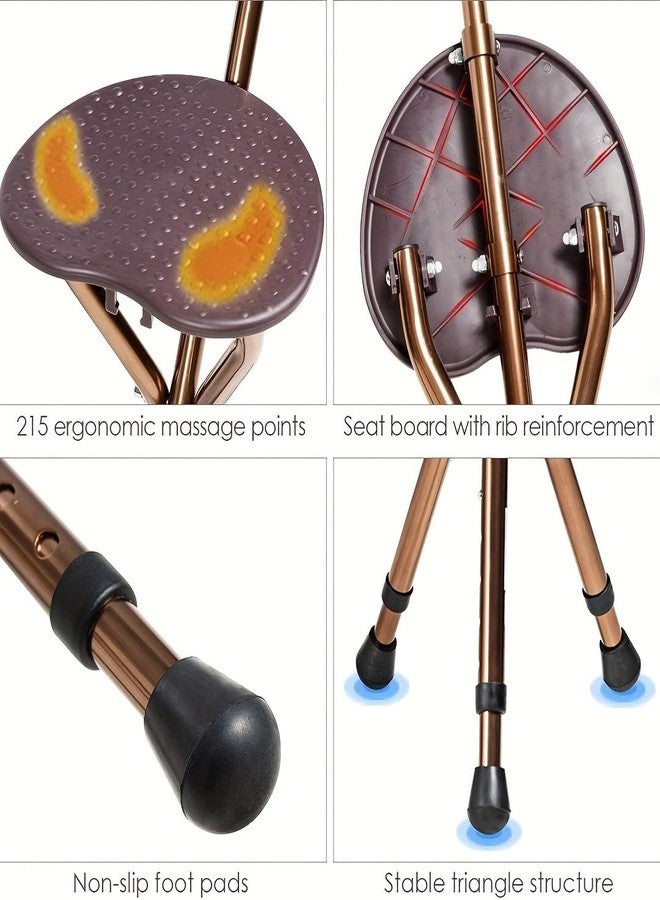 Dhadh Walk & Rest | Ergonomic, Height-Adjustable Walking Cane with Seat | Lightweight, Durable Aluminum Frame | Scratch-Proof, Eco-Friendly Design for Ultimate Comfort & Stability - Image 4