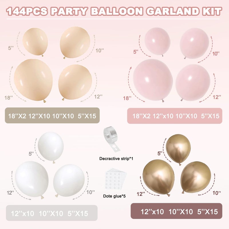Blocesa Dusty Pink White Nude Balloon Arch Kit, Pink and Gold Balloons With Light Pink White Nude Champagne Gold Balloons for Valentines Day Boho Engagement Wedding Bridal Shower Birthday Decorations - Image 2