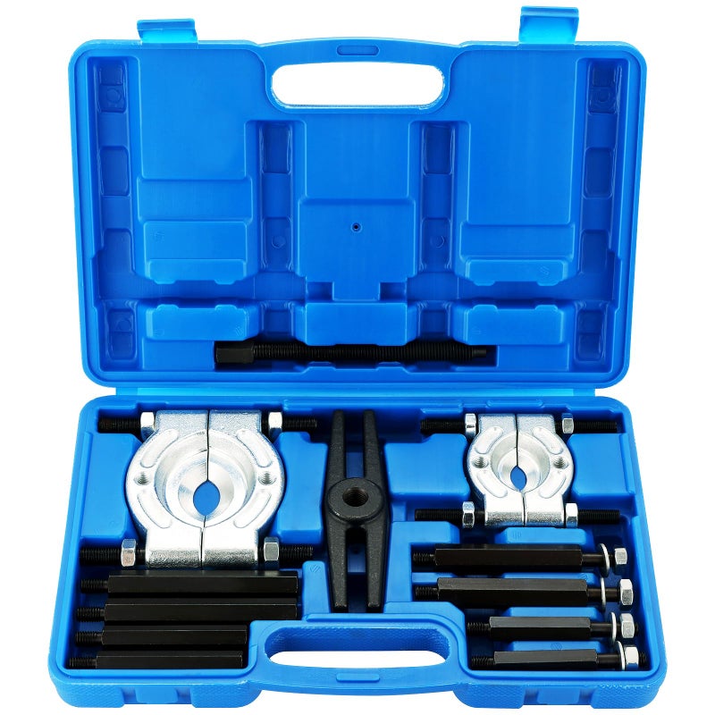 weyleity 12Piece Bearing Separator and Puller Set  Heavy Duty Bearing Splitter Puller Kit 5 Ton Capacity with 2 and 3 Jaws Bearing Puller Set with Pinion Wheel and Hub Axle Removal Tool