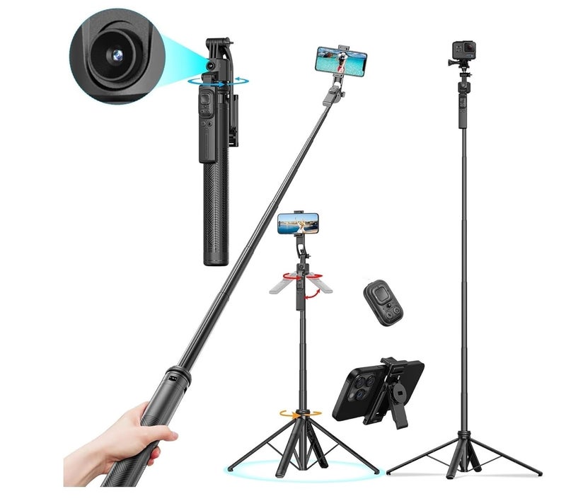FKU C17 Auto Face Tracking AI Gimbal Selfie Stick Tripod Stand, Detachable Bluetooth Remote Compatible for iPhone/Android, Best for Vlogging/Photo Shoot (C17 AUTO FACE Tracking SEFIE Stick) - Image 1