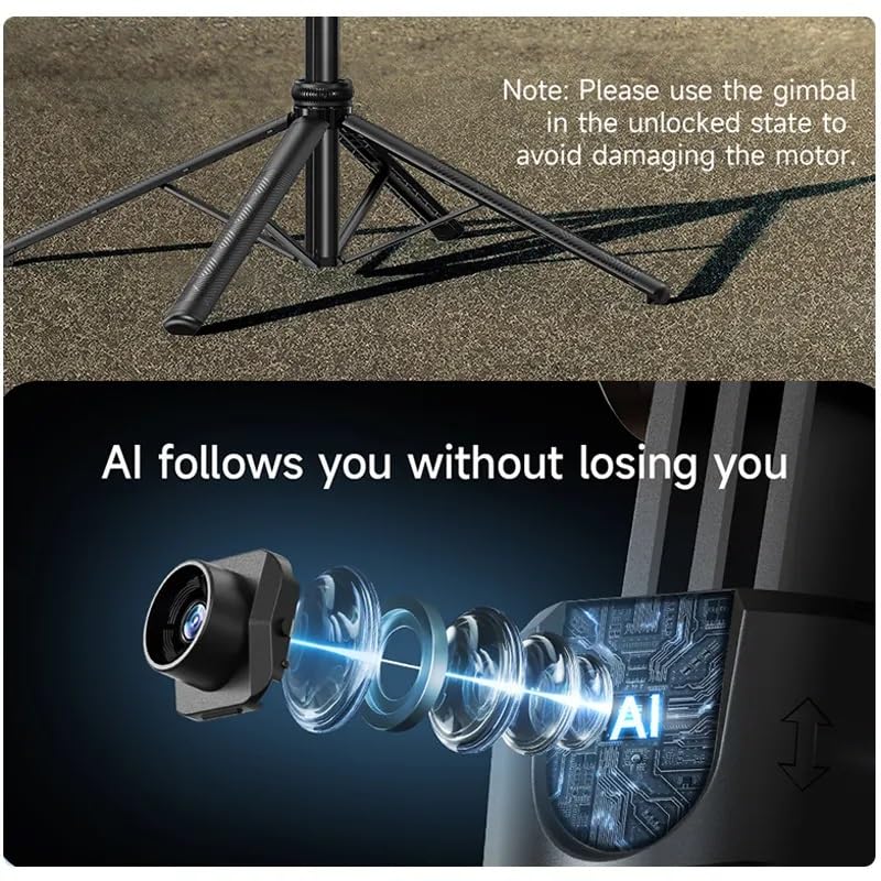FKU C17 Auto Face Tracking AI Gimbal Selfie Stick Tripod Stand, Detachable Bluetooth Remote Compatible for iPhone/Android, Best for Vlogging/Photo Shoot (C17 AUTO FACE Tracking SEFIE Stick) - Image 4