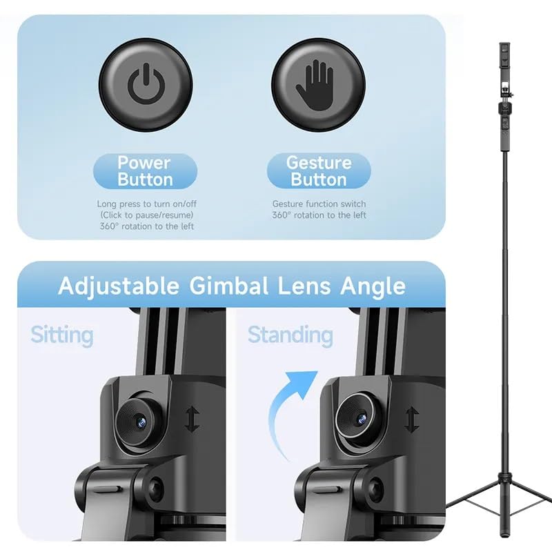 FKU C17 Auto Face Tracking AI Gimbal Selfie Stick Tripod Stand, Detachable Bluetooth Remote Compatible for iPhone/Android, Best for Vlogging/Photo Shoot (C17 AUTO FACE Tracking SEFIE Stick) - Image 5