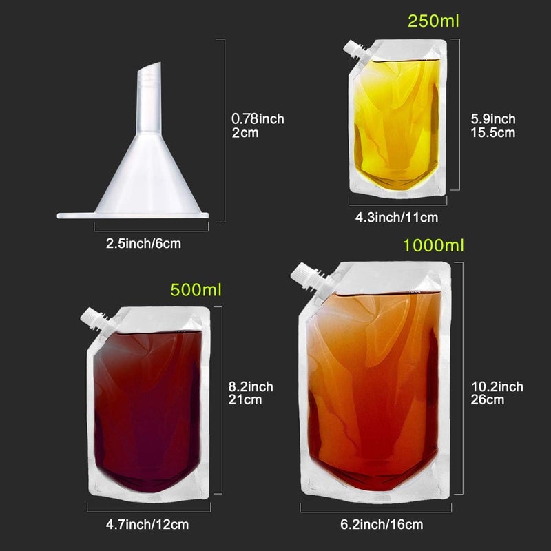 Vignee Cruise Liquor Flask Kit for Travel,Concealable and Reusable Rum Runner Alcohol Juice Travel Plastic Flasks Liquor Bags for Sneak Drink-4 x 32 oz + 3 x 16 oz + 3 x 8 oz +1 funnel - Image 3