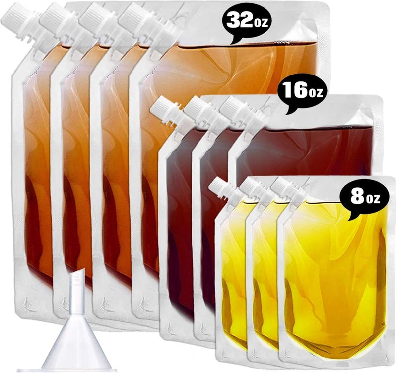 Vignee Cruise Liquor Flask Kit for Travel,Concealable and Reusable Rum Runner Alcohol Juice Travel Plastic Flasks Liquor Bags for Sneak Drink-4 x 32 oz + 3 x 16 oz + 3 x 8 oz +1 funnel - Image 1