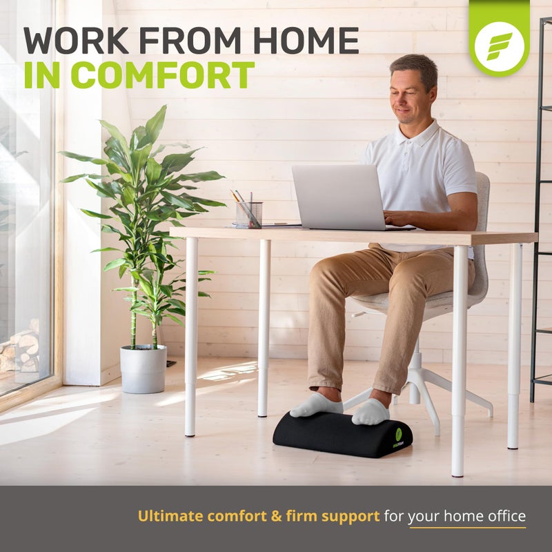 ErgoFoam مسند قدم ErgoFoam تحت المكتب في العمل - مسند قدم متميز تحت المكتب - مسند قدم للمساعدة في آلام أسفل الظهر والركبة - كرسي قدم مريح تحت المكتب (أسود، شبكي) - Image 2