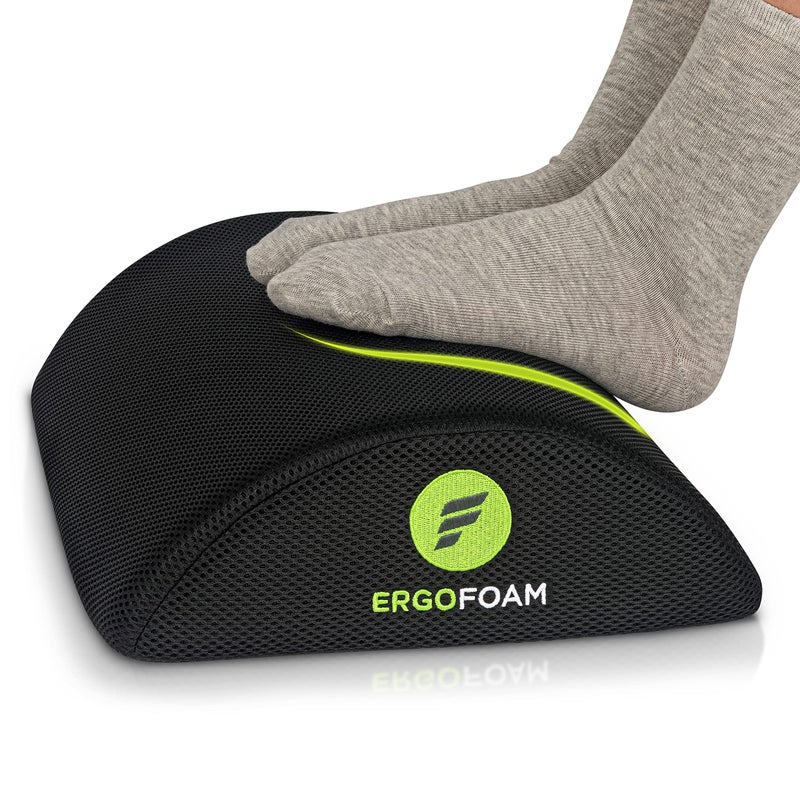ErgoFoam مسند قدم ErgoFoam تحت المكتب في العمل - مسند قدم متميز تحت المكتب - مسند قدم للمساعدة في آلام أسفل الظهر والركبة - كرسي قدم مريح تحت المكتب (أسود، شبكي) - Image 1