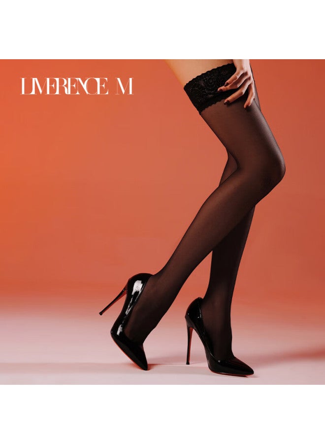 Limerence M 0.01 Ultra-thin Vintage Mid-calf Uniform Black Over-the-knee Stockings Phantom Purple 1 Pair One Size - Image 2