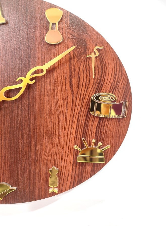 MeeCraft Wooden Tailoring Tools Design Wall ClockDecorative Clocks for Home and Boutique. (29 Centimeter) - Image 4