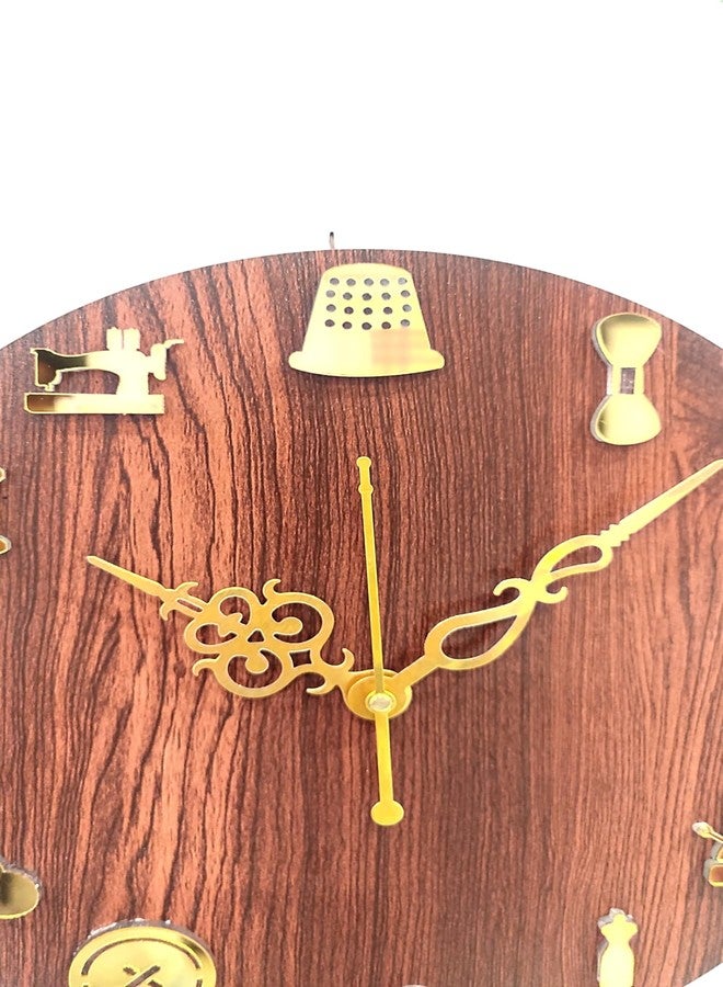 MeeCraft Wooden Tailoring Tools Design Wall ClockDecorative Clocks for Home and Boutique. (29 Centimeter) - Image 5