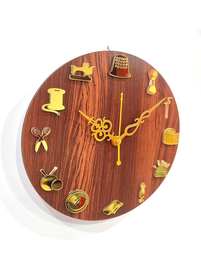 MeeCraft Wooden Tailoring Tools Design Wall ClockDecorative Clocks for Home and Boutique. (29 Centimeter) - Image 2