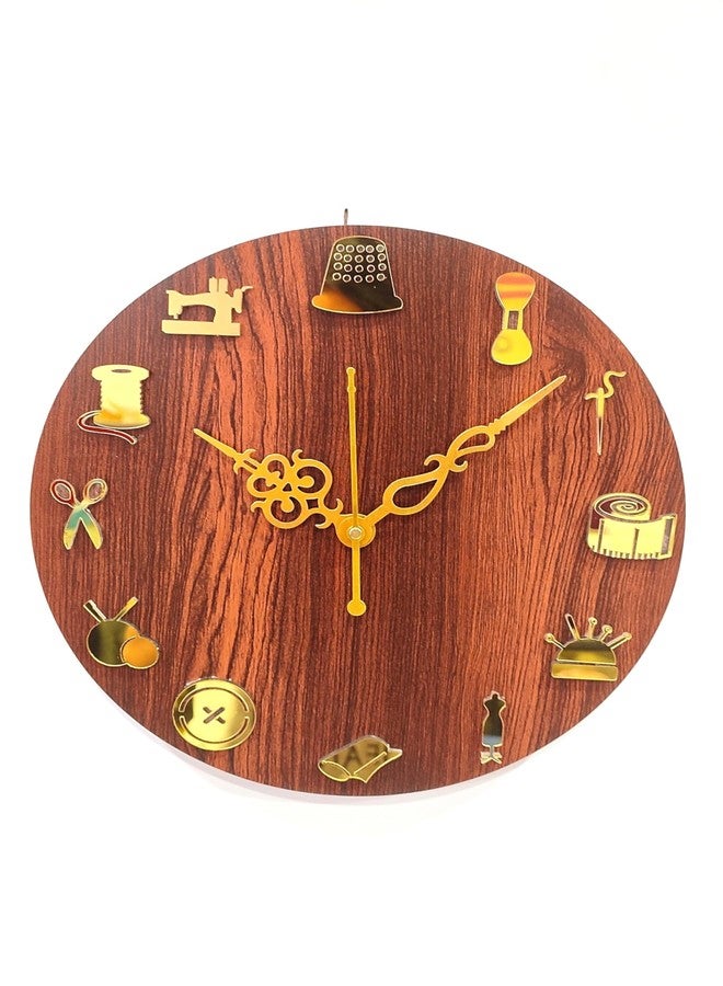 MeeCraft Wooden Tailoring Tools Design Wall ClockDecorative Clocks for Home and Boutique. (29 Centimeter) - Image 1