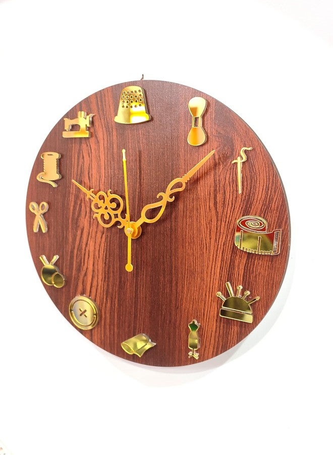 MeeCraft Wooden Tailoring Tools Design Wall ClockDecorative Clocks for Home and Boutique. (29 Centimeter) - Image 3