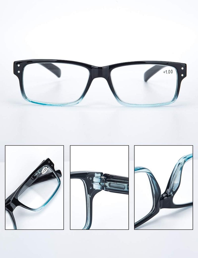 LANLANG Flexible anti-break 3-Pack Reading Glasses for Men,Spring Hinge,3 Colors,Clear Lens,L-L007 Wear resistant - Image 3