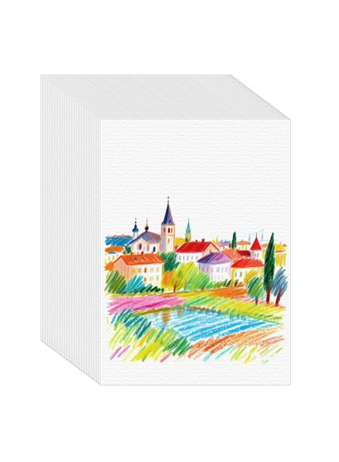 Fyess 120 Sheets Sketch Watercolor Paper, 5 x 7 Inch White Paper Cards, 160 GSM Cold Press Cotton Paper, Ideal for Watercolor Pencils, Sketching, Drawing for Students Artists - Image 1
