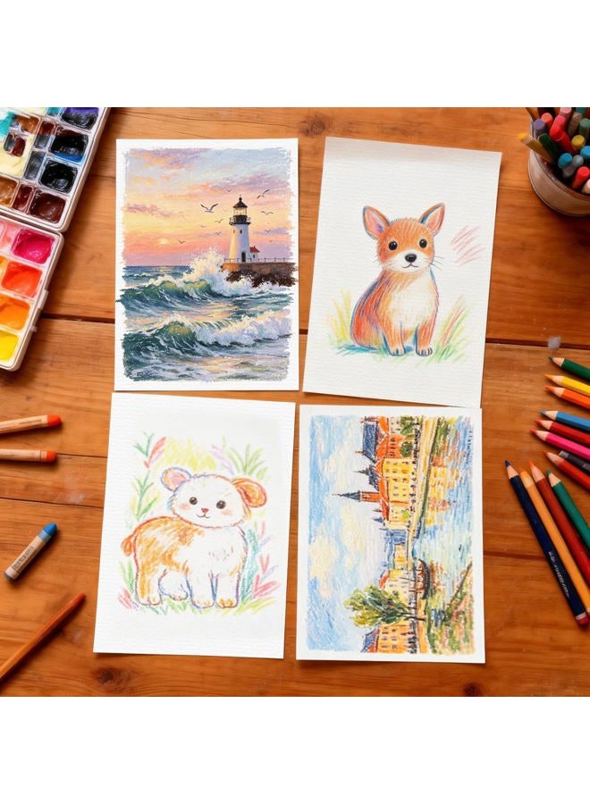 Fyess 120 Sheets Sketch Watercolor Paper, 5 x 7 Inch White Paper Cards, 160 GSM Cold Press Cotton Paper, Ideal for Watercolor Pencils, Sketching, Drawing for Students Artists - Image 5