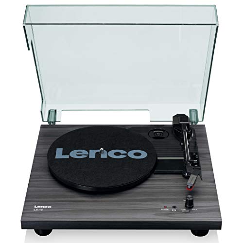 Lenco لينكو LS-10 مشغل اسطوانات فينيل مع مكبر صوت مدمج وتقنية البلوتوث 33 45 RPM أسود MDF مستورد من الاتحاد الأوروبي - Image 1