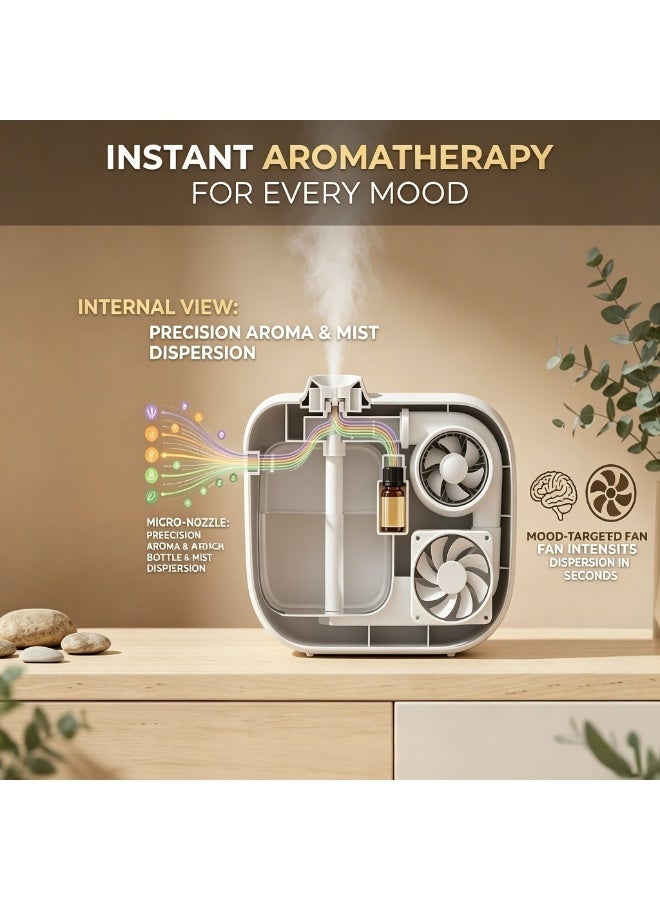 Captaintech Smart Aromatherapy Mist Humidifier with Dry Diffusion Technology, Ultra-Quiet All-Night Operation, 5 Adjustable Mist Levels, Modern & Compact Design for Bedroom and Office - Image 3