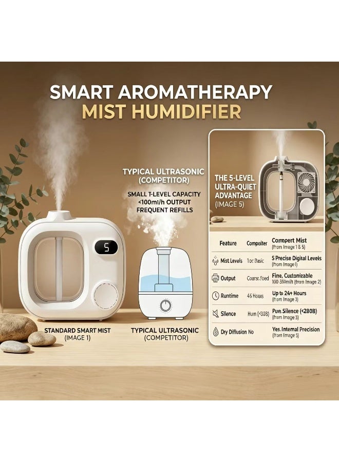 Captaintech Smart Aromatherapy Mist Humidifier with Dry Diffusion Technology, Ultra-Quiet All-Night Operation, 5 Adjustable Mist Levels, Modern & Compact Design for Bedroom and Office - Image 5