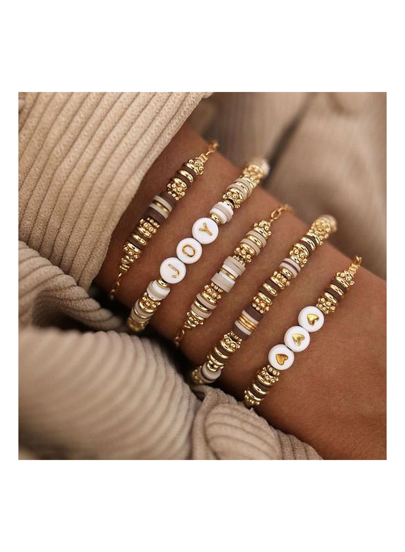 SYOSI طقم مجوهرات خرز الطين ، طقم أساور قهوة خرز  افعلها بنفسك أساور طين مجموعة صنع الأساور الصديقة طقم حرف وأشغال يدوية طقم خرز قهوة للنساء الفتيات صنع أساور الطين - Image 3