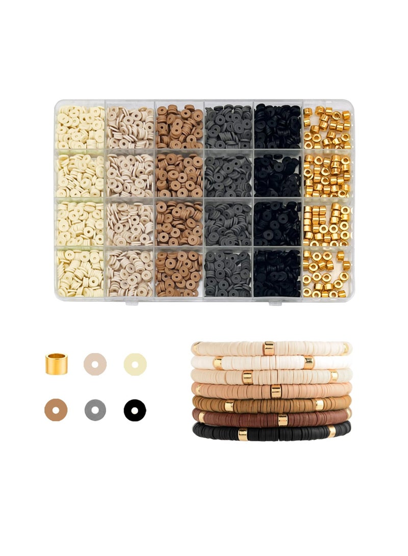 SYOSI طقم مجوهرات خرز الطين ، طقم أساور قهوة خرز  افعلها بنفسك أساور طين مجموعة صنع الأساور الصديقة طقم حرف وأشغال يدوية طقم خرز قهوة للنساء الفتيات صنع أساور الطين - Image 1